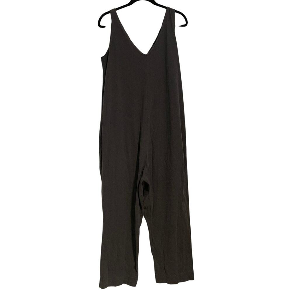 Pact Organic Cotton Sleeveless Wide Leg Jumpsuit Charcoal Gray Travel-Medium - Picture 3 of 5